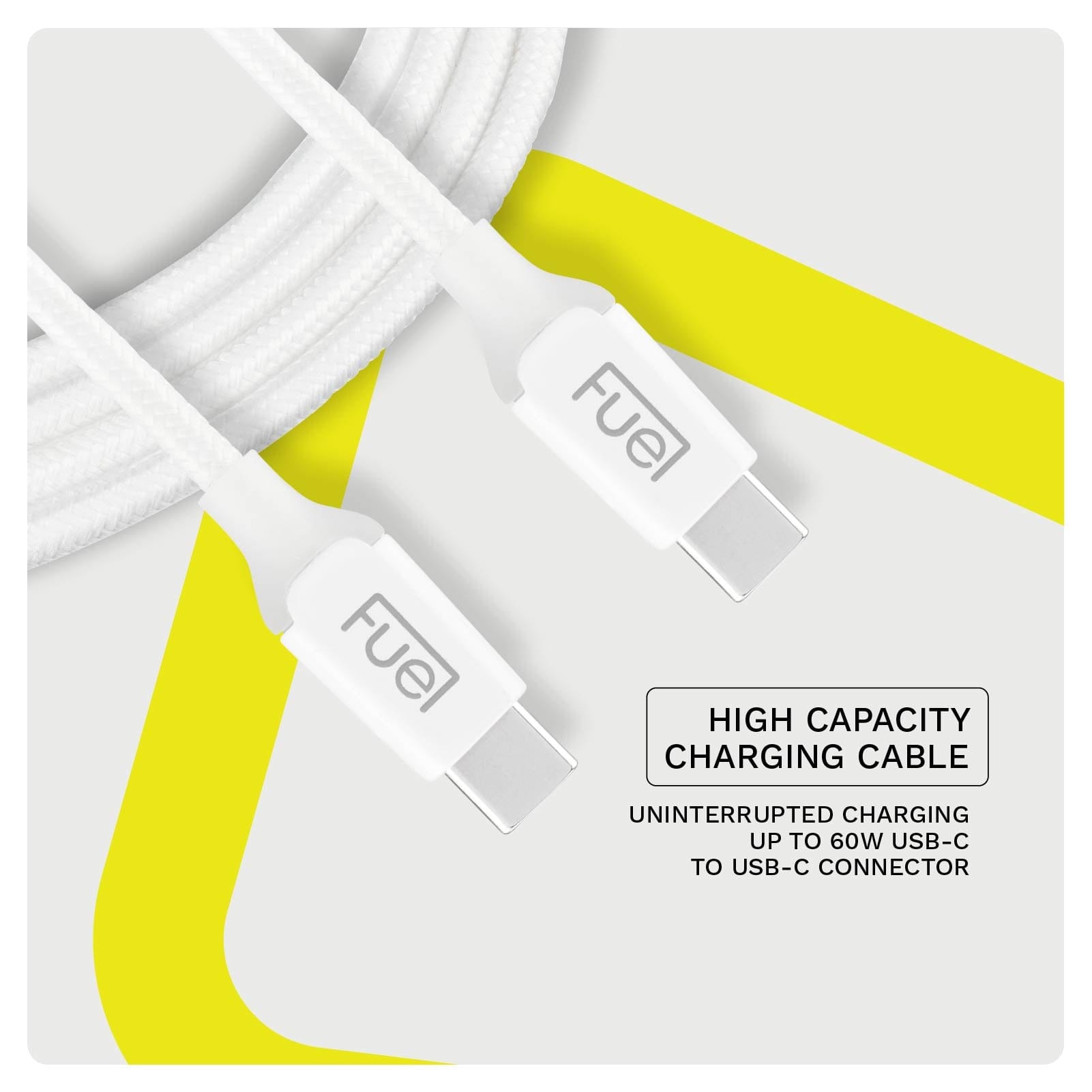 Fuel USB-C to USB-C Braided Charging Cable 6.5 Feet - Frosted White