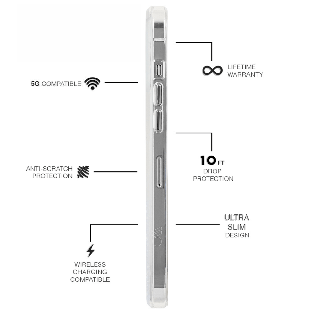 5G Compatible, Anti- Scratch Protection, Wireless Charging Compatible, Lifetime Warranty, 10 ft Drop Protection, Ultra Slim design. color::Twinkle Stardust