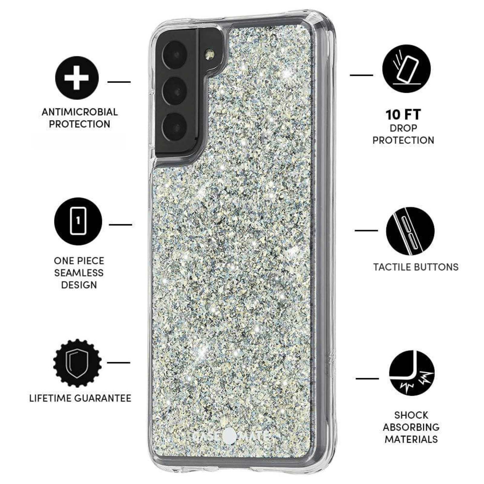 Case-Mate Samsung Galaxy S21 FE 5G Case [Wireless Charging Compatible] -  10Ft. Drop Protection - Twinkle Stardust 