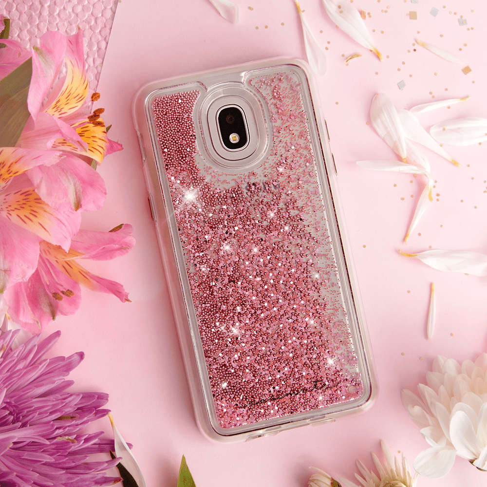 Pink sparkle case for Galaxy J3 color::Rose Gold Waterfall