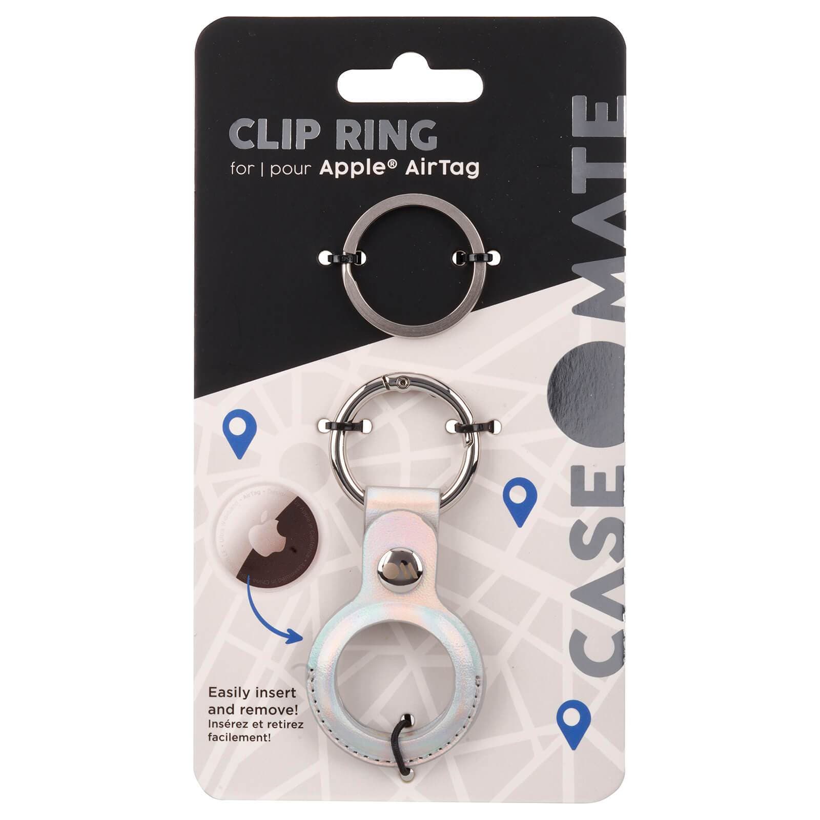 Iridescent AirTag Keychain case packaging. color::Iridescent