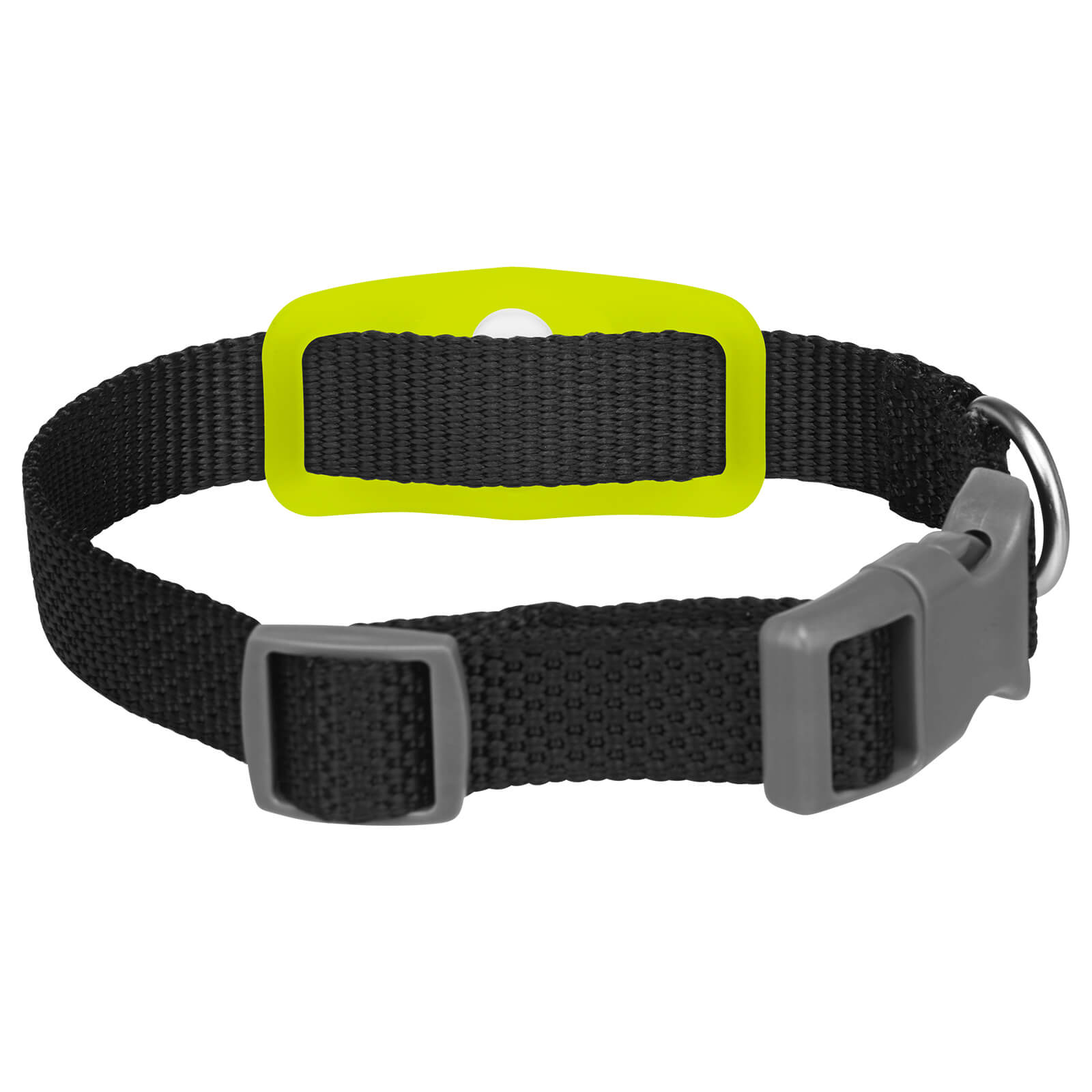 AirTag case slides onto dog collar. color::Lime Green