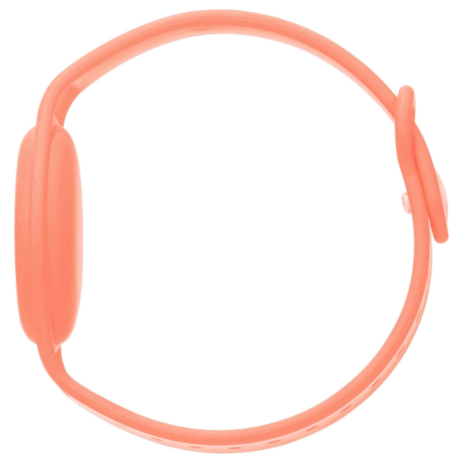 AirTag case fits around wrist and fastens securely. color::Coral