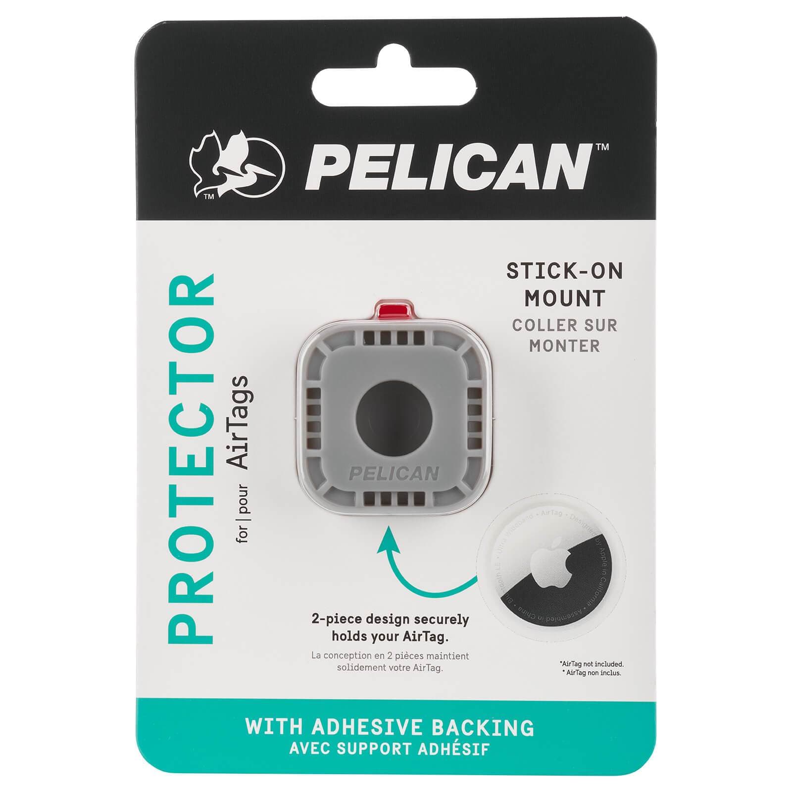 Pelican Protector for AirTags. Stick-on mount. 2-piece design securely holds your AirTag with Adhesive Backing. color::Gray