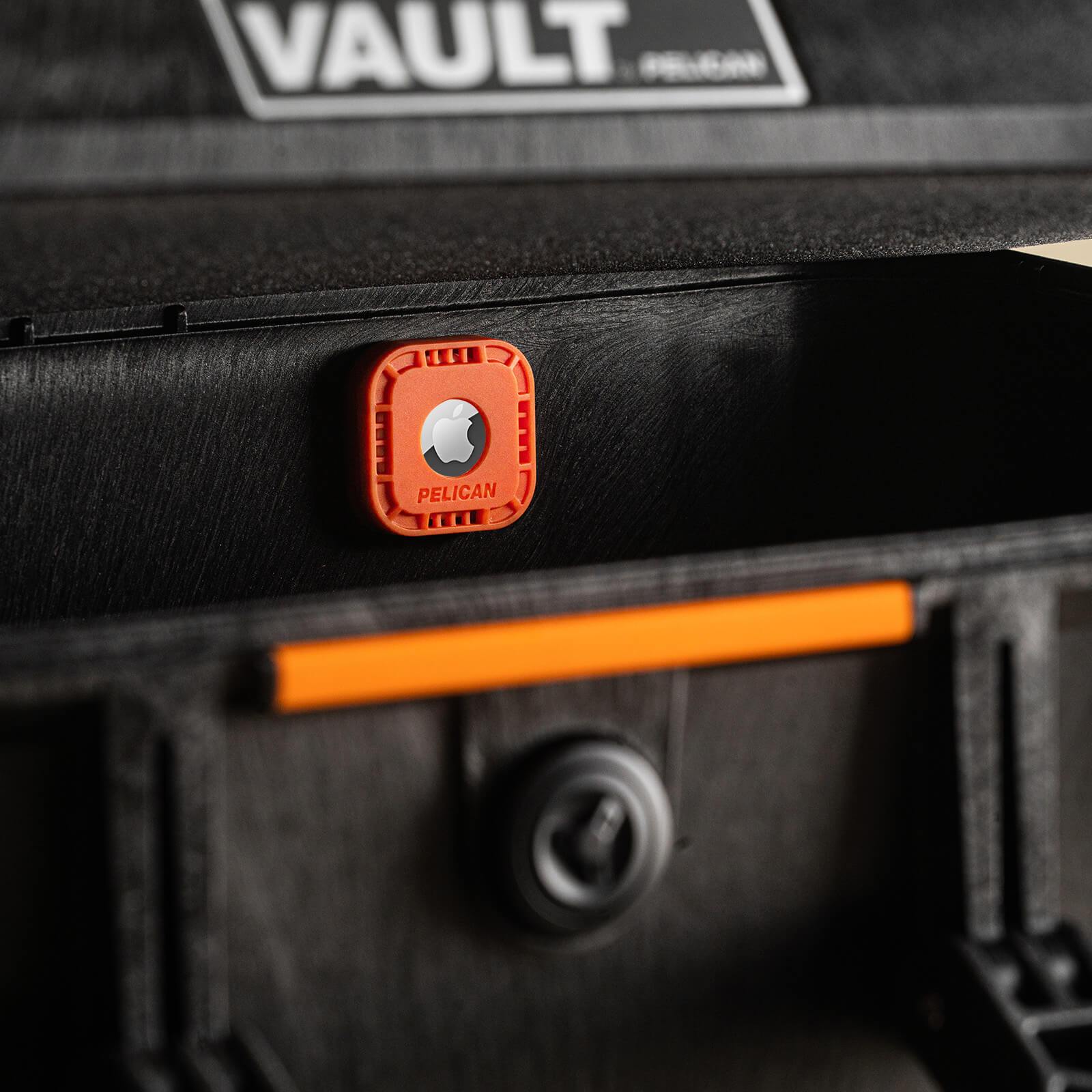 Sticker mount attached to Pelican Vault. color::Orange