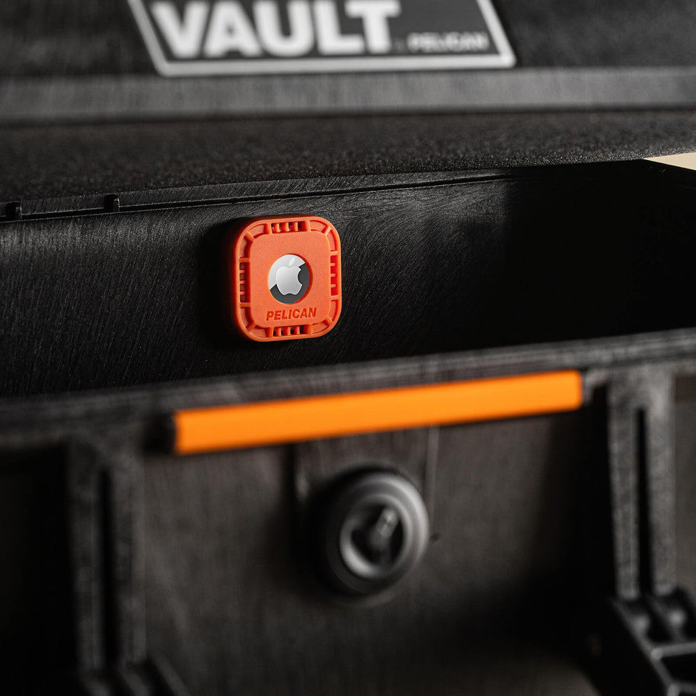 Sticker mount attached to Pelican Vault. color::Orange