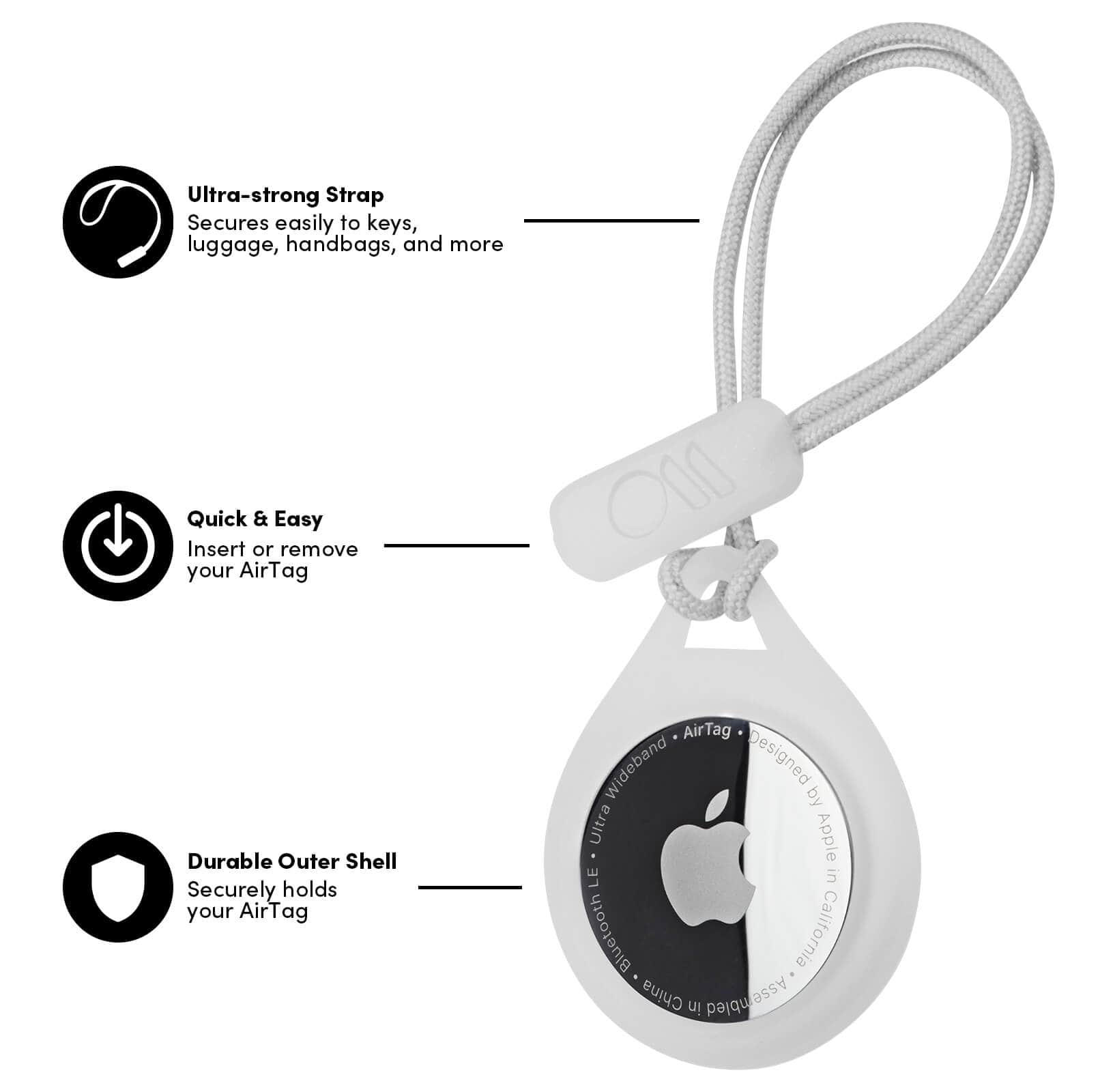 Ultra-strong Strap secures easily to keys, luggage, handbags, and more, Quick and easy, insert or remove your AirTag, Durable outer shell securely holds your airTag. color::Clear/Black/Navy/Blush