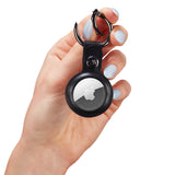 AirTag Keychain Case slightly open. color::Black