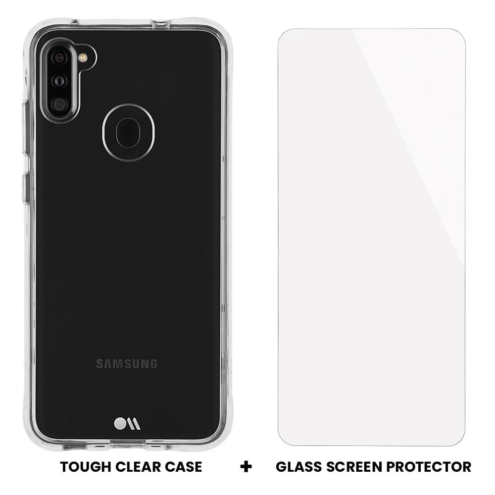 Tough clear Case plus Glass Screen Protector. color::Clear