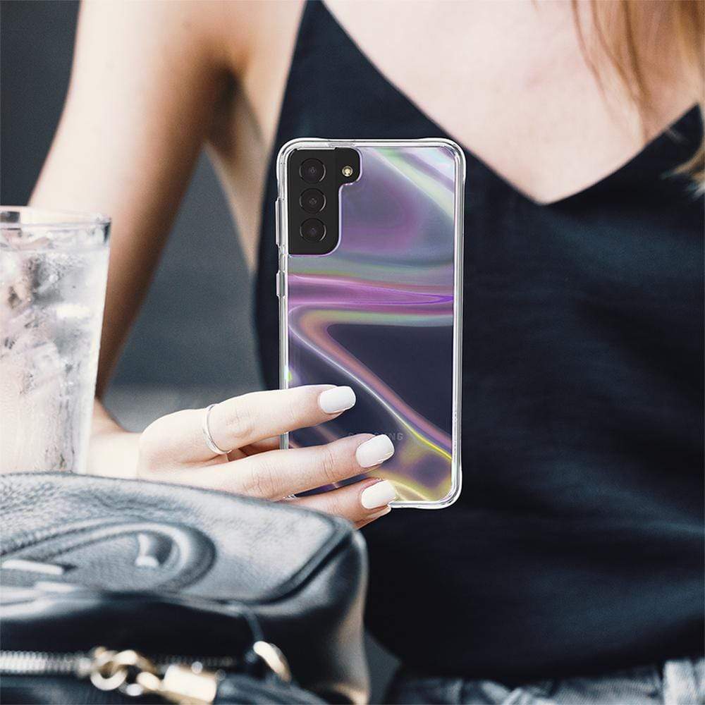 Hand holding Soap Bubble design case. color::Soap Bubble
