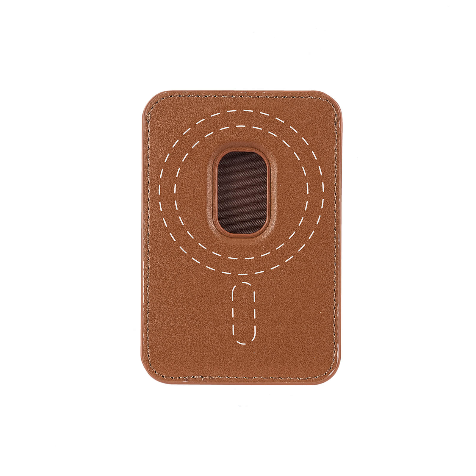 Slim and compact card holder with built in magnets to work with magsafe. color::cognac