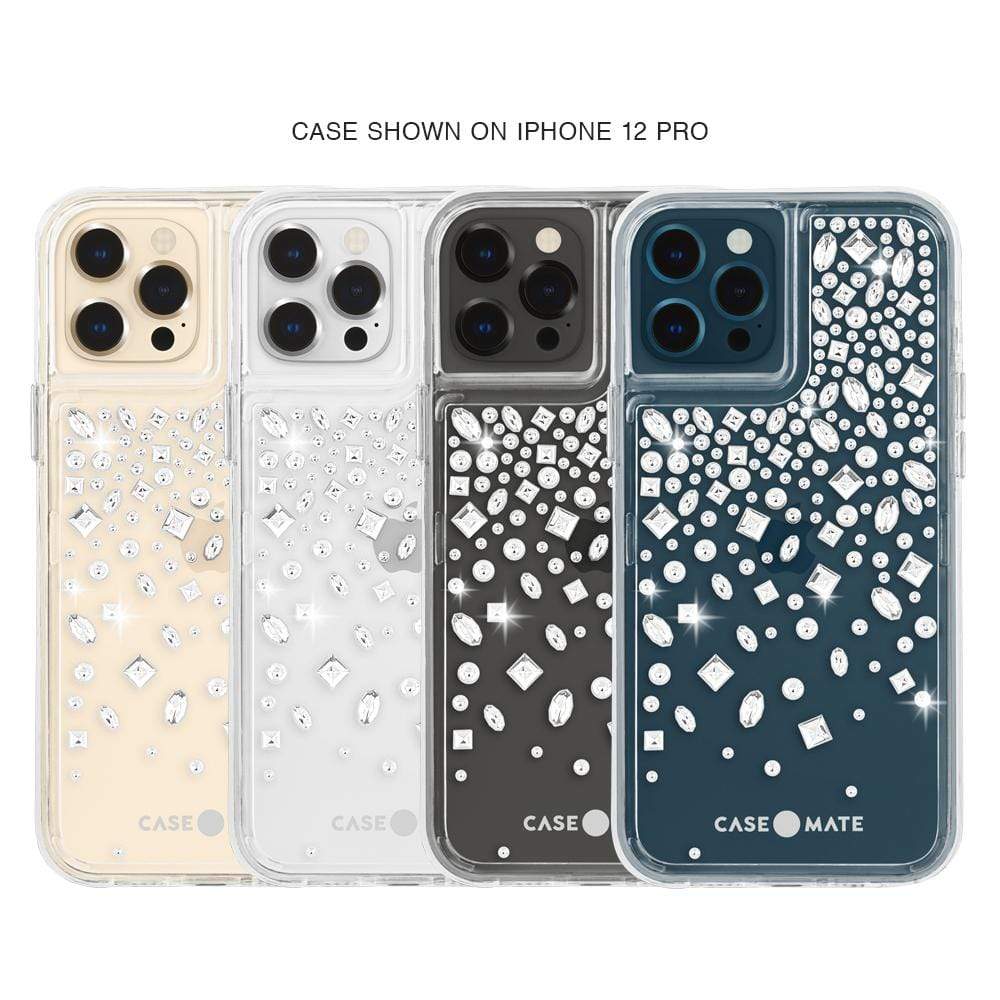 Case shown on iPhone 12 Pro. color::Karat Crystal