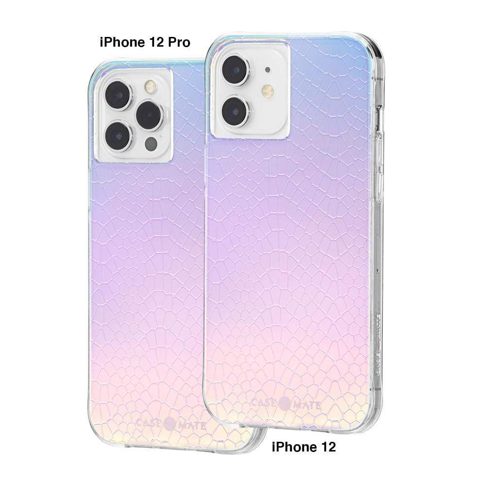 Case shown on iPhone 12 Pro and iPhone 12. color::Iridescent