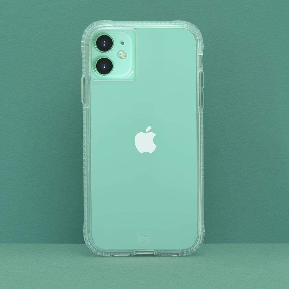 Case shown on green colored iPhone. color::Clear