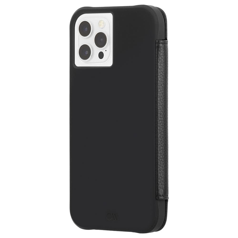 Black case with wallet folio for iPhone 12 Pro Max. color::Black