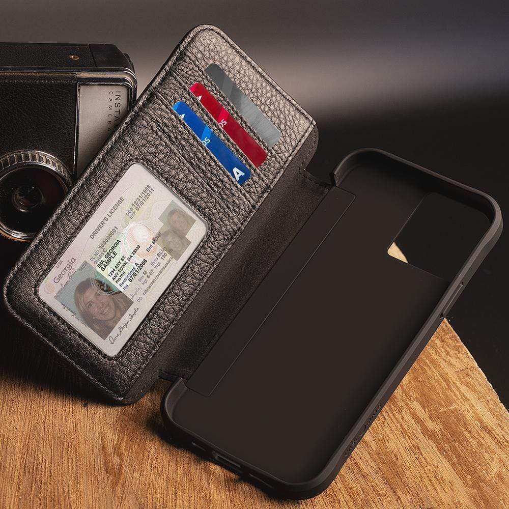 Black phone case with built in wallet. color::Black