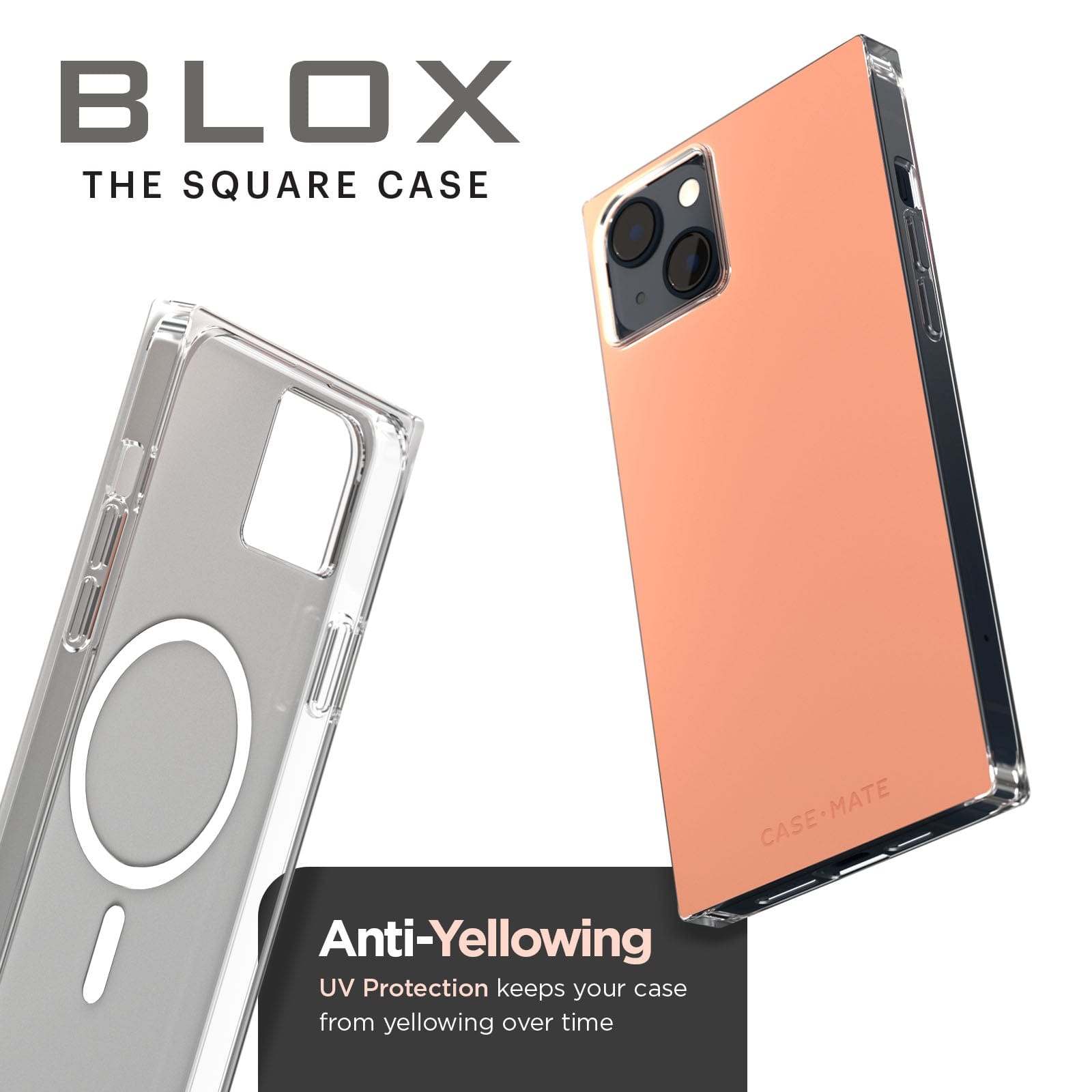 BLOX The square Case. Anti-yellowing UV protection keeps your case from yellowing over time. color::Clay Pink