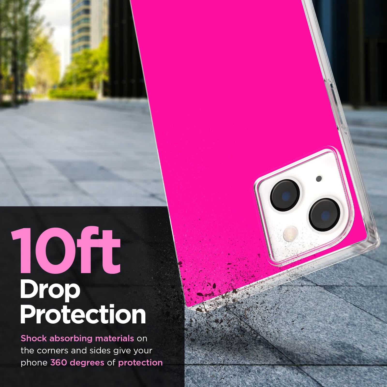 10ft drop protection. Shock absorbing materials on the corners and sides give your phone 360 degrees of protection. color::Hot Pink