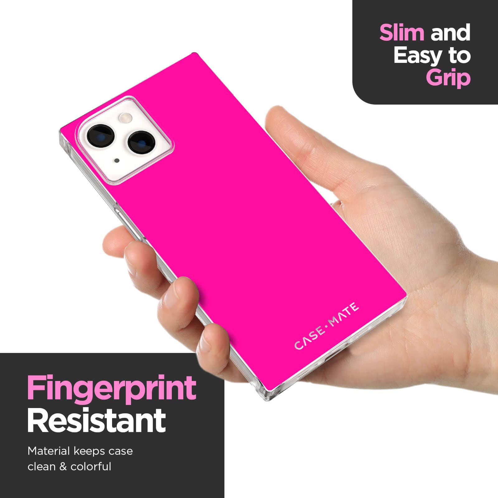 Slim and easy to grip. Fingerprint resistant material keeps case clean and colorful. color::Hot Pink
