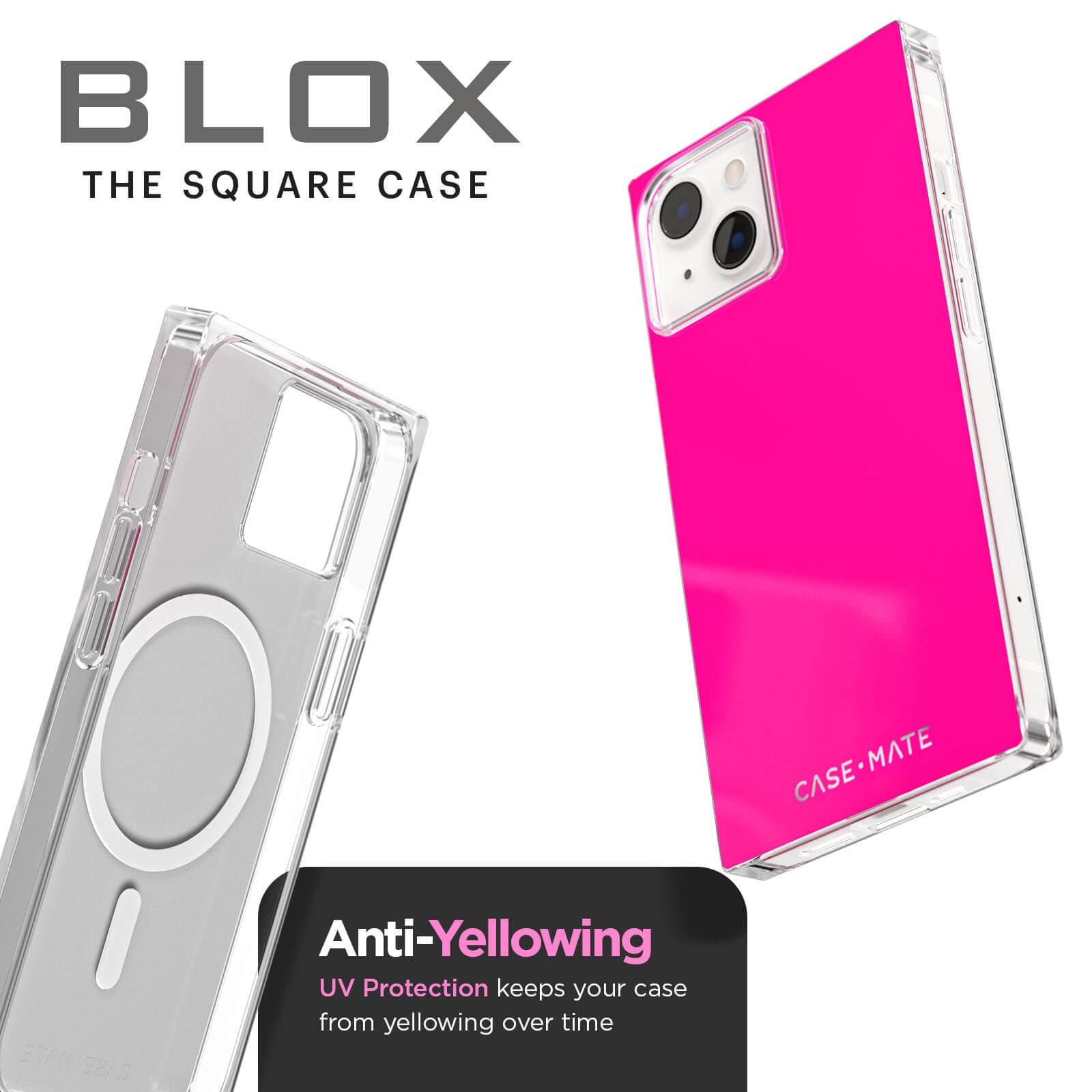 BLOX The Square Case. Anti-yellowing uv protection keeps your case from yellowing over time. color::Hot Pink