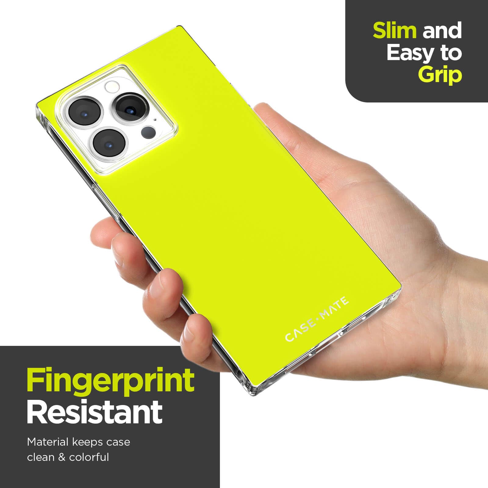 Slim and easy to grip. Fingerprint resistant material keeps case clean & colorful. color::Neon Yellow