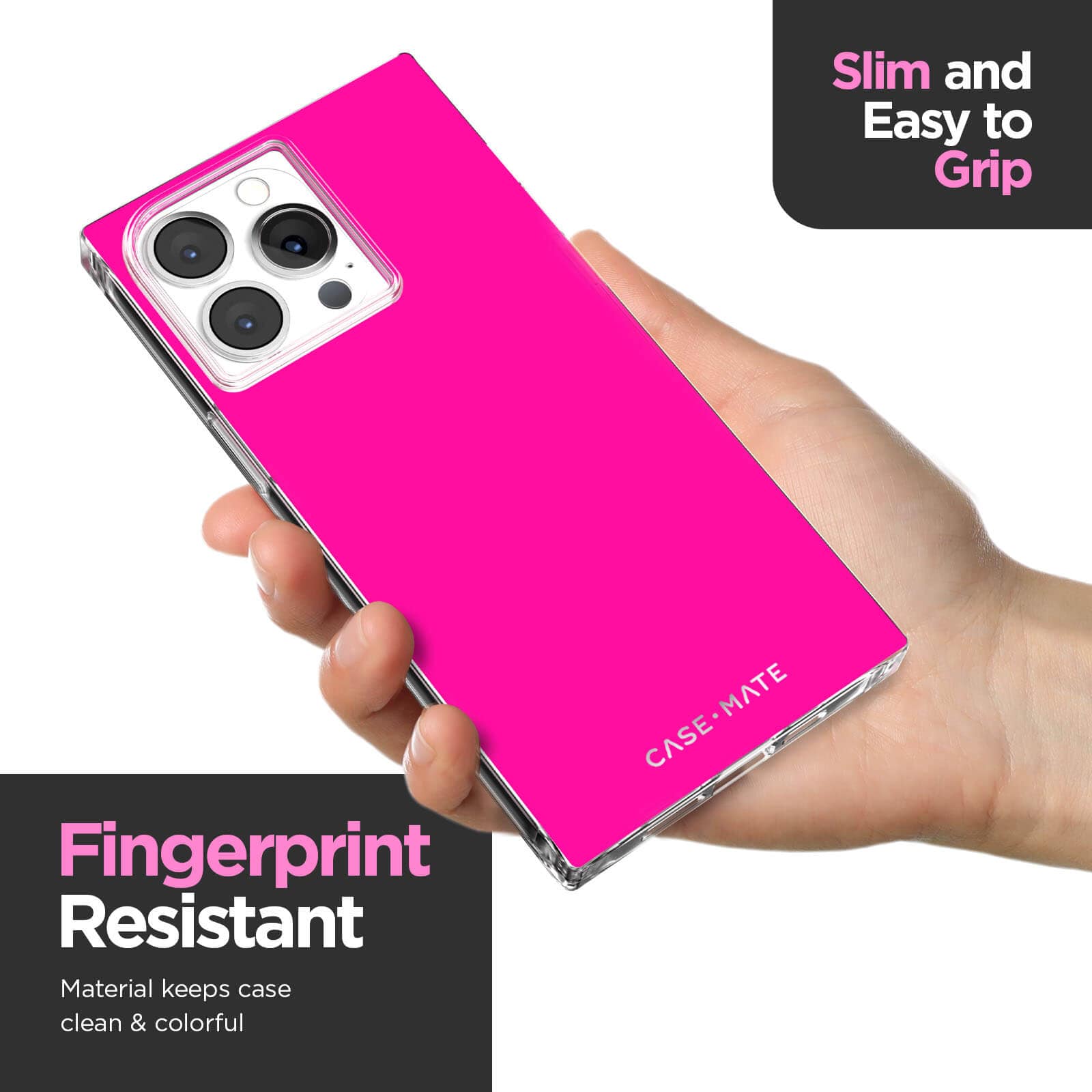 Slim and easy to grip. Fingerprint resistant material keeps case clean and colorful. color::Hot Pink
