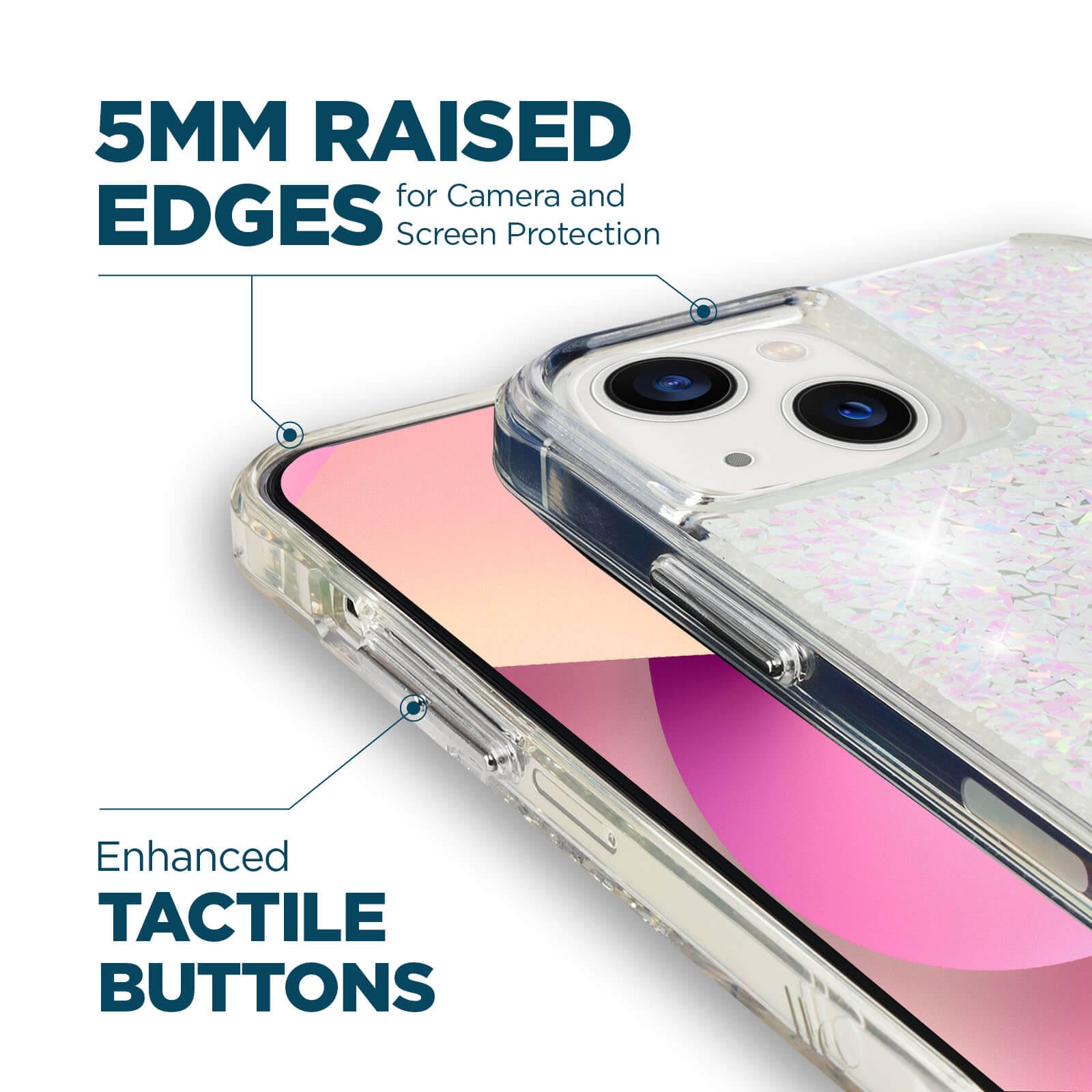 5mm raised edges for camera and screen protection. enhanced tactile buttons. color::Twinkle Diamond