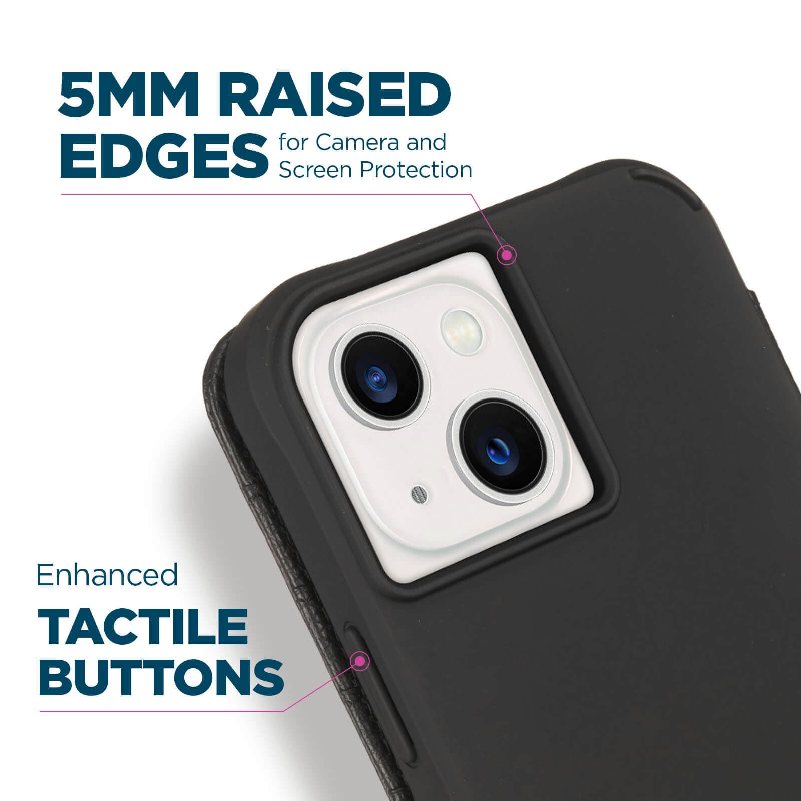 5mm raised edges for camera and screen protection. Enhanced tactile buttons. color::Black