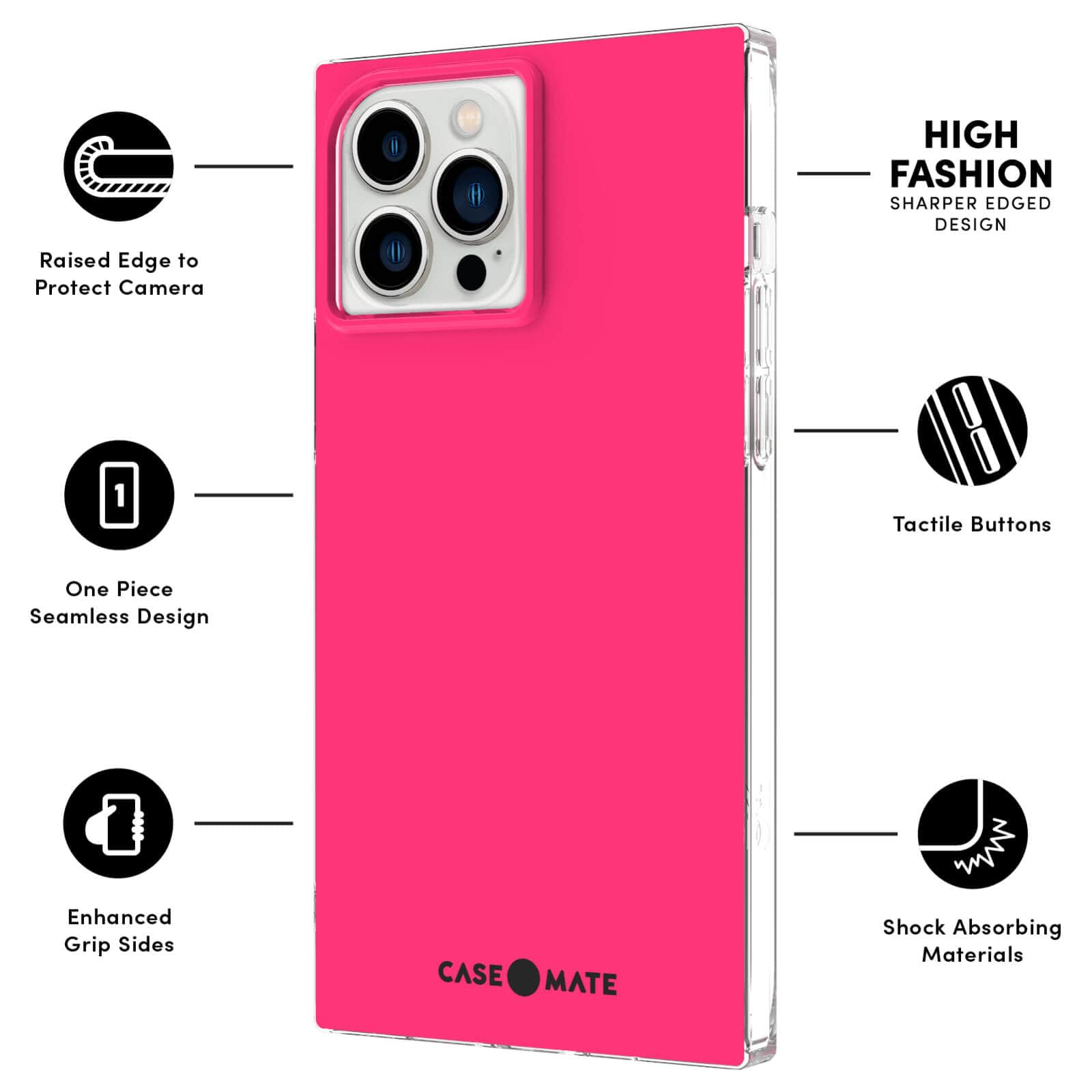 FEATURES: RAISED EDGE TO PROTECT CAMERA, ONE PIECE SEAMLESS DESIGN, ENHANCED GRIP SIDES, HIGH FASHION SHARPR EDGED DESIGN, TACTILE BUTTONS, SHOCK ABSORBING MATERIALS. COLOR::HOT PINK