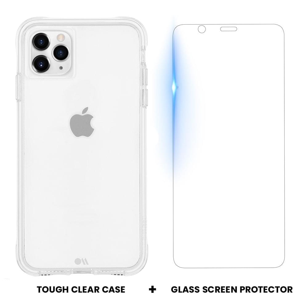 Tough Clear Case Plus Glass Screen Protector. color::Clear