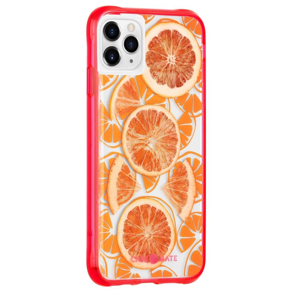 Real orange slices preserved within case. color::Orange
