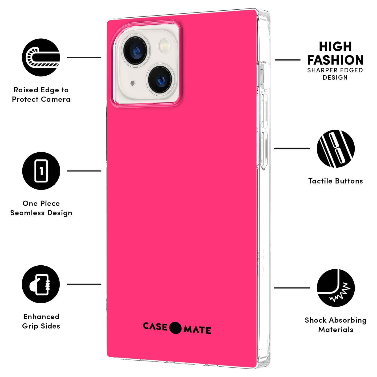 FEATURES: RAISED EDGE TO PROTECT CAMERA, ONE PIECE SEAMLESS DESIGN, ENHANCED GRIP SIDES, HIGH FASHION SHARPER EDGED DESIGN, TACTILE BUTTONS, SHOCK ABSORBING MATERIALS. COLOR::Hot Pink