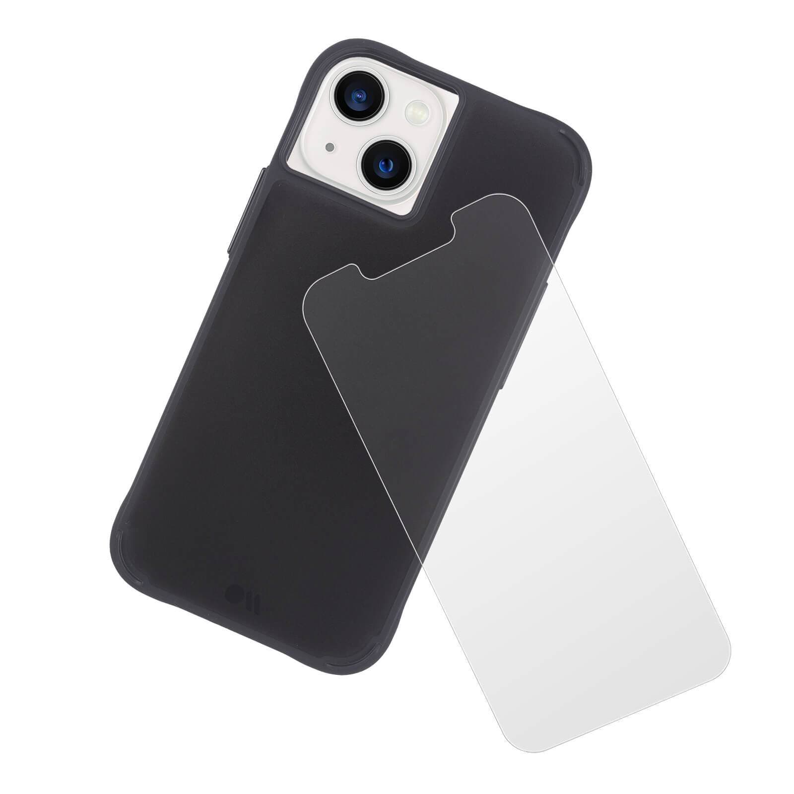 Tough black case and screen protector for iPhone 13 color::Black