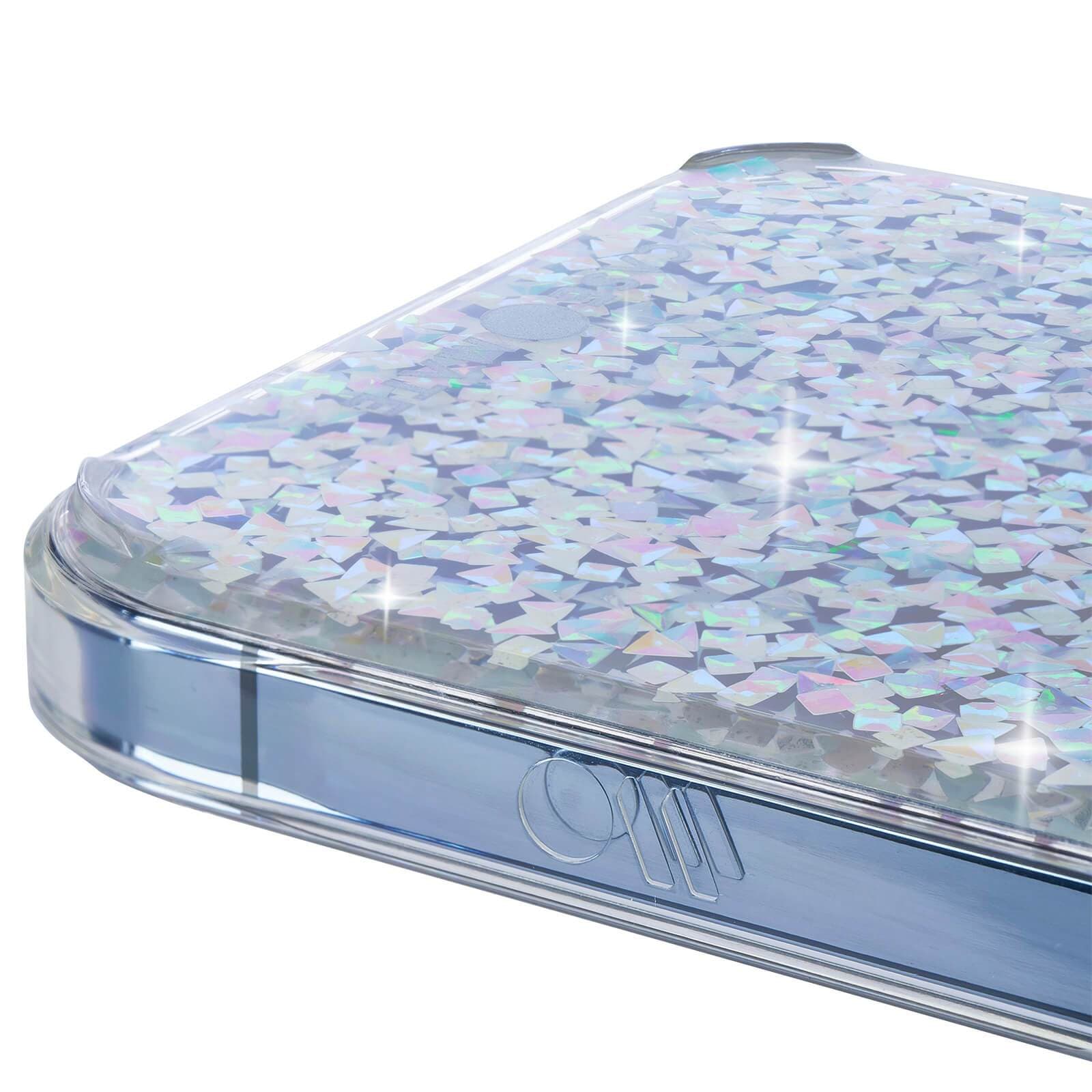 Close up of bottom of case with reflective foil pieces. color::Twinkle Diamond