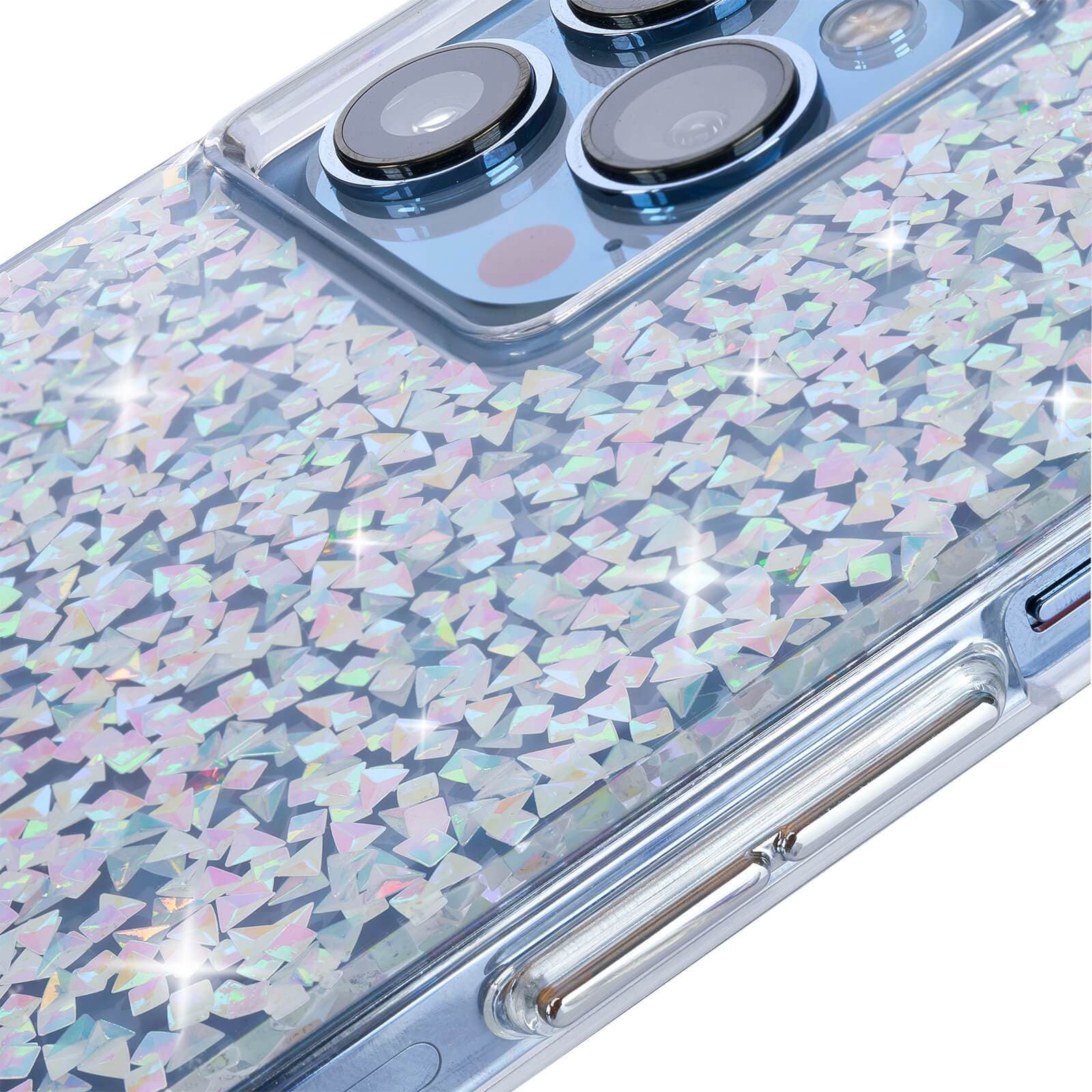Close up of middle of case with reflective foil pieces. color::Twinkle Diamond