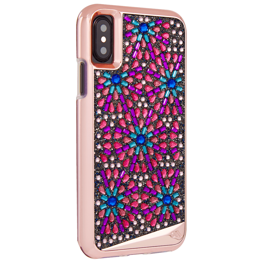 Sparkly pattern iPhone case with rose gold accents. color::Brilliance Brooch