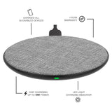 Charges all QI Enabled Devices, 1-Year Warranty, Fast Charging Up to 10W Power, LED Light Charging Indicator. color::Gray