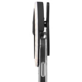 Side view of thin clip on lighting attachment. color::Black