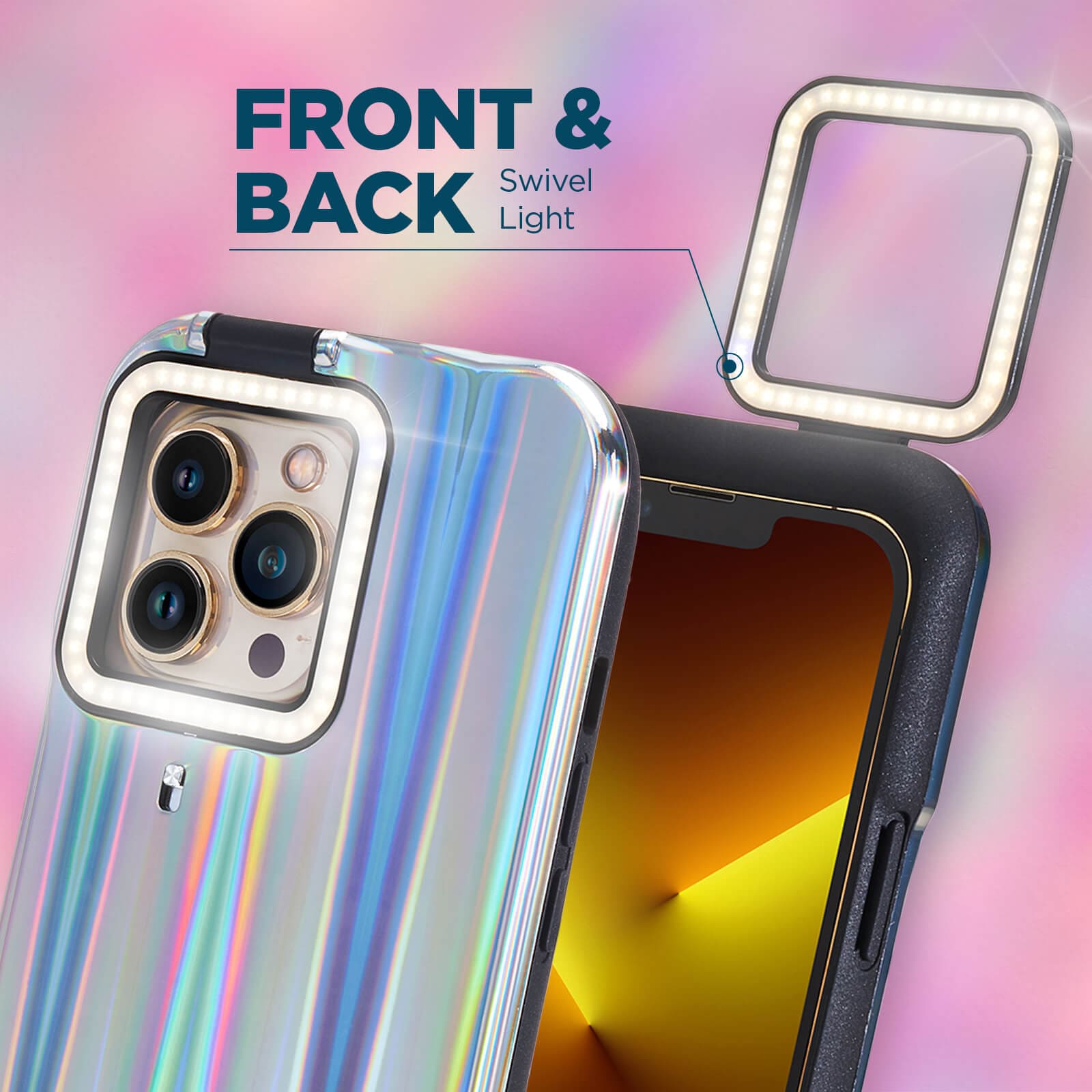 Front and back swivel light. color::Holographic