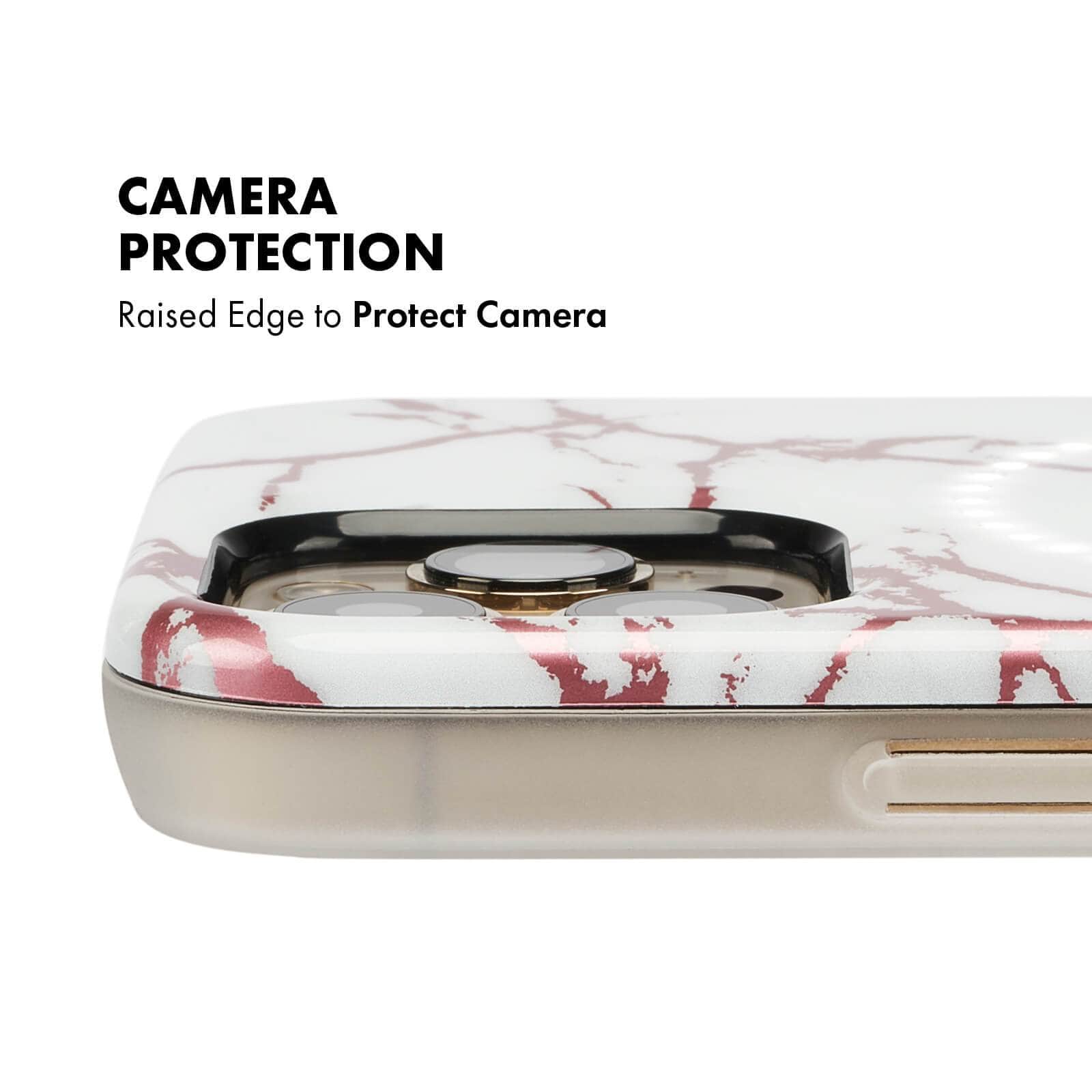 CAMERA PROTECTION RAISED EDGE TO PROTECT CAMERA color::Rose Metallic White Marble