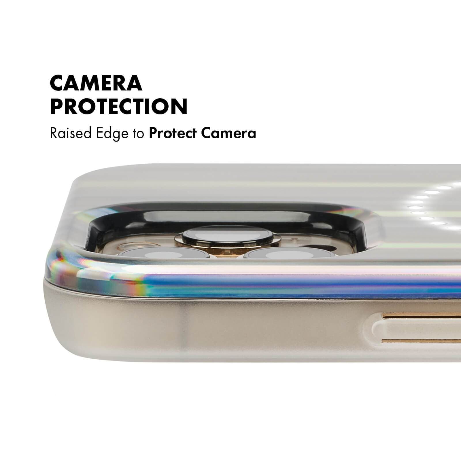 CAMERA PROTECTION RAISED EDGE TO PROTECT CAMERA COLOR::HOLOGRAPHIC