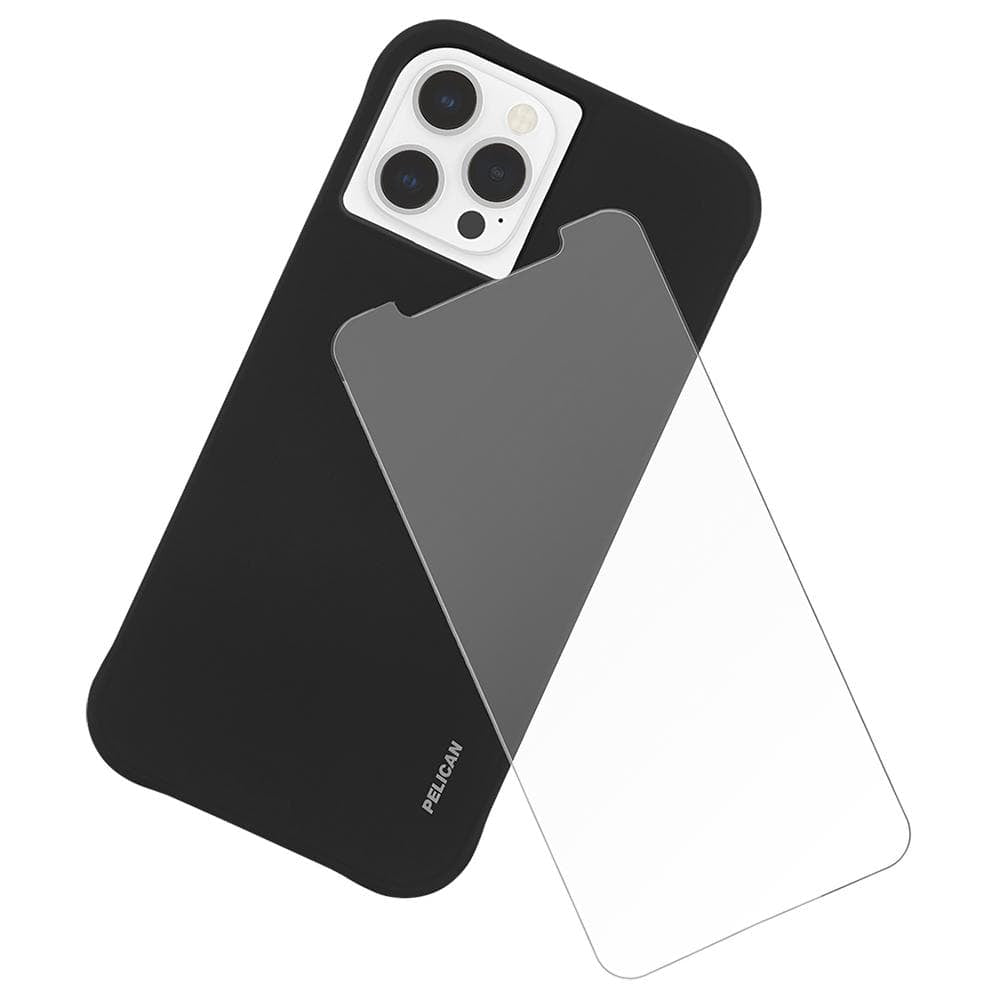 Black Pelican iPhone 12 Pro Max case and screen protector. color::Black