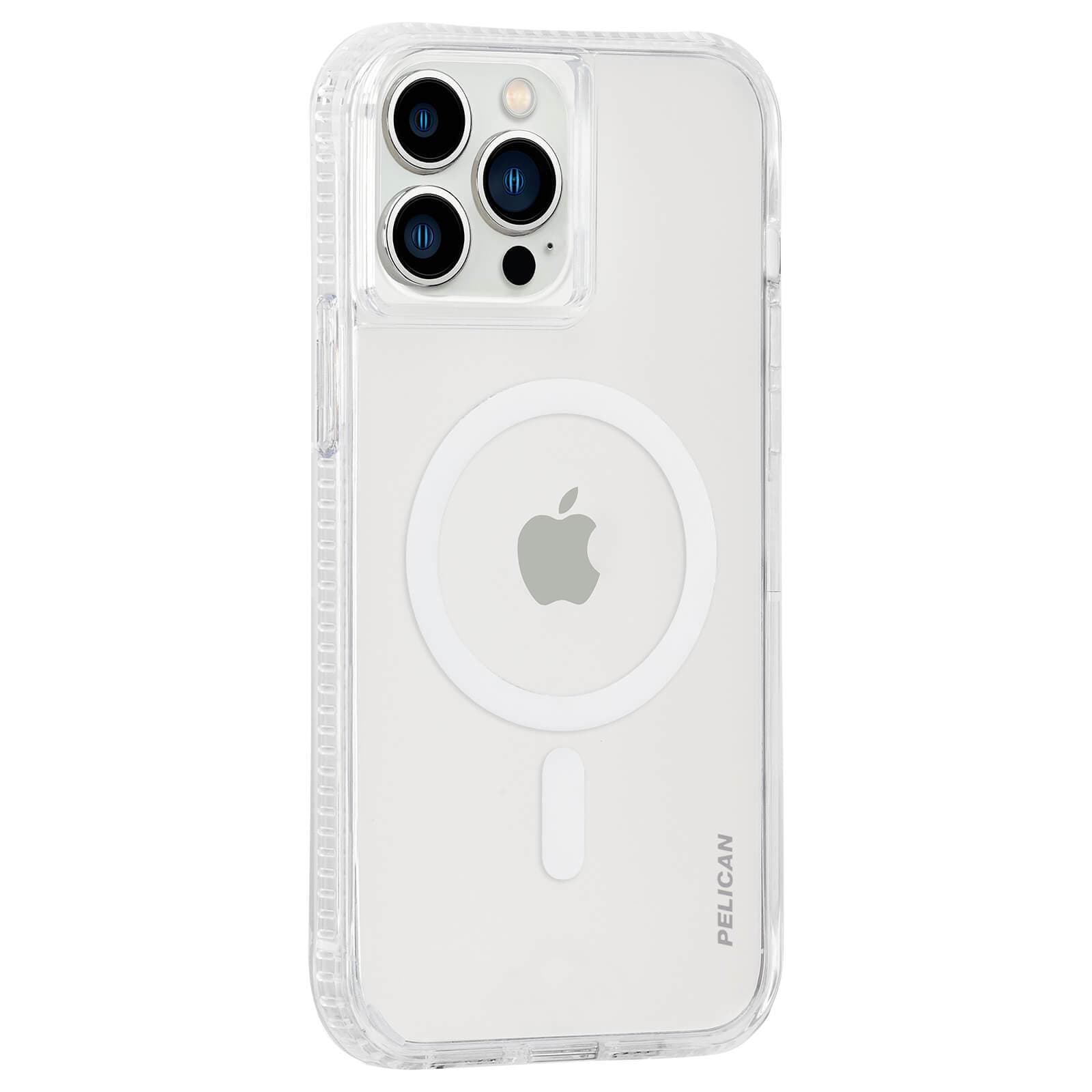 Clear, protective iPhone 13 Pro Max case with magnets for MagSafe. color::Clear