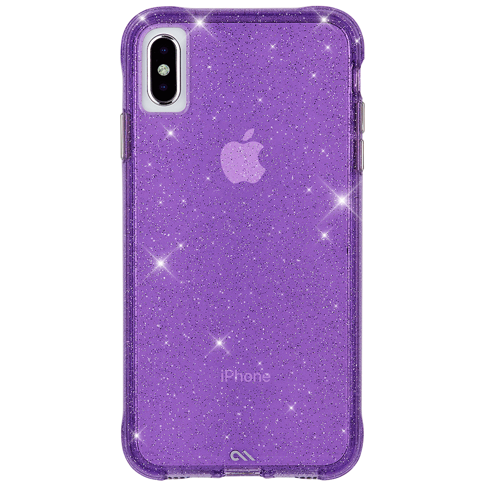 Protective purple case with sparkles for iPhone XS Max. color::Sheer Crystal Purple
