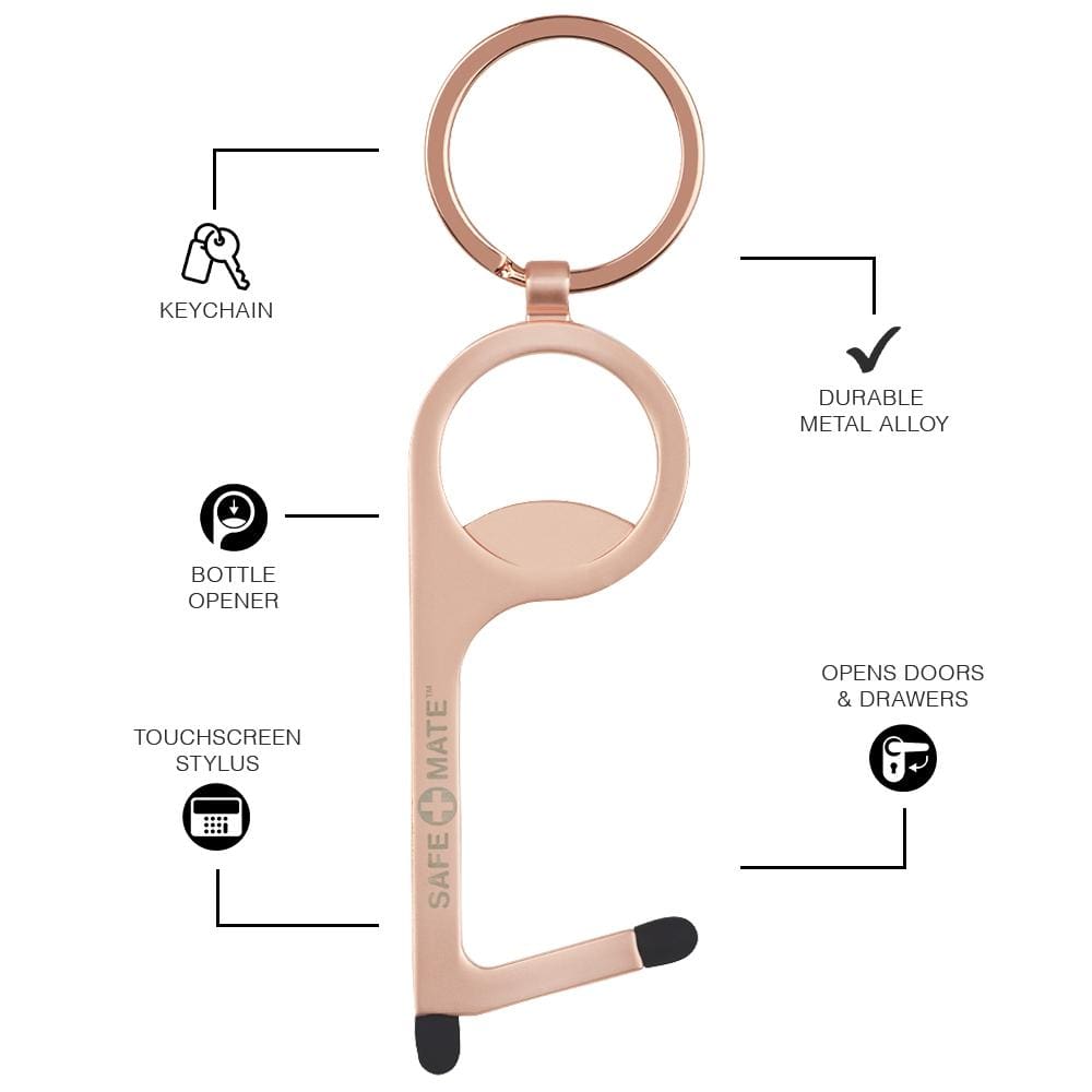 Features Keychain, Bottle Opener, Touchscreen stylus, Durable Metal Alloy, Opens Doors and Drawers. color::Multicolor