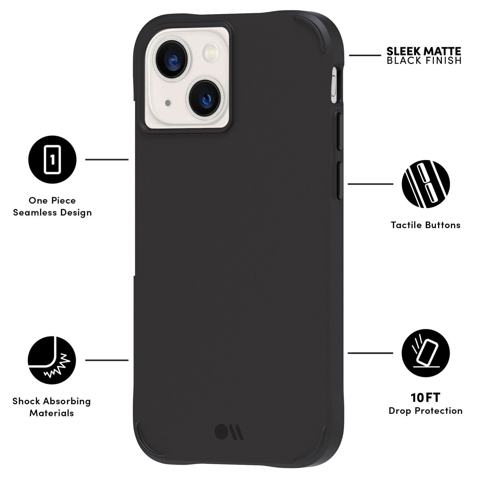 FEATURES: ONE PIECE SEAMLESS DESIGN, SHOCK ABSORBING MATERIALS, CRYSTAL CLEAR DESIGN, TACTILE BUTTONS, 10 FT DROP PROTECTION. COLOR::BLACK